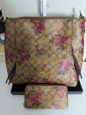 COACH - Floral (Brown & pink) handbag and Wallet